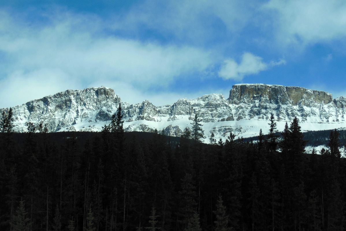 05E Bulwark Peak And Ridge Toward Armor Peak Afternoon From Trans Canada Highway Driving Between Banff And Lake Louise in Winter